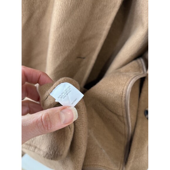 J Jill Womens Brown Beige Fitted Knee Length Coat Chic Button Front Fall Large L - Picture 5 of 6